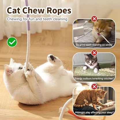 Interactive Cat Toys for Indoor Cats, 3 Chew Ropes 1 Silvervine Stick - Image 2