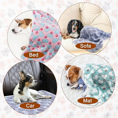 1 Pack 3 Blankets for Dog Puppy Cat (Medium 30x20'', Purple, Pink, Green) - Image 4