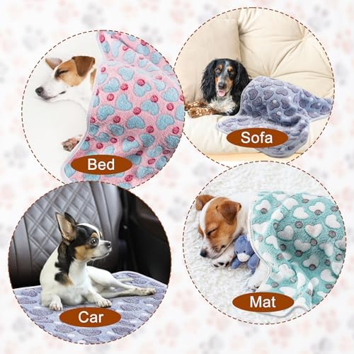 1 Pack 3 Blankets for Dog Puppy Cat (Large 41x31'', Purple, Pink, Green) - Image 4
