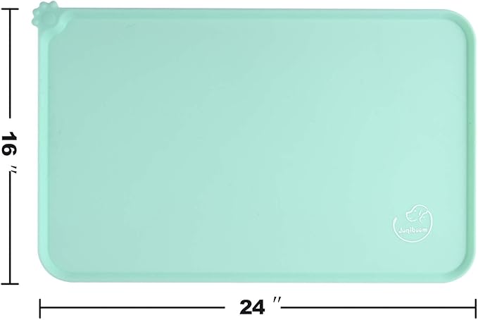 Silicone Waterproof Dog Cat Pet Feeding Mats, Non Slip, Easy Clean Pet Dog Cat Bowl Mats Placemat (24" x 16") Green