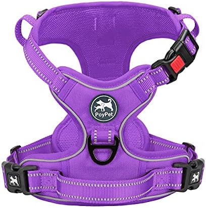 PoyPet No Pull Dog Harness, Reflective Vest with 2 Leash Clips & Handle by PoyPet