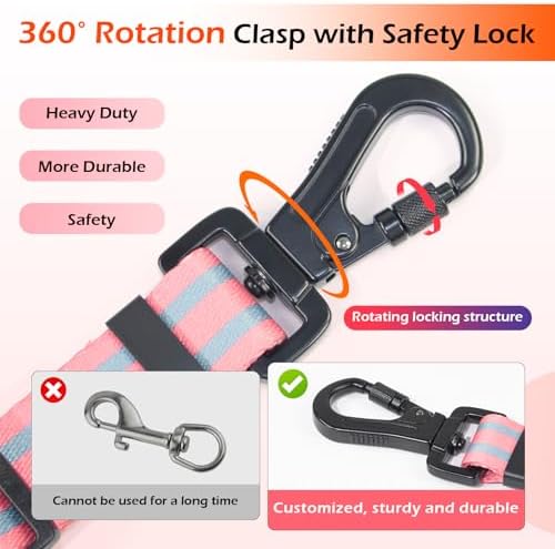 Double Handle 4ft Dog Pink Leash for Large Medium Small Dogs (PG, S) - Image 5