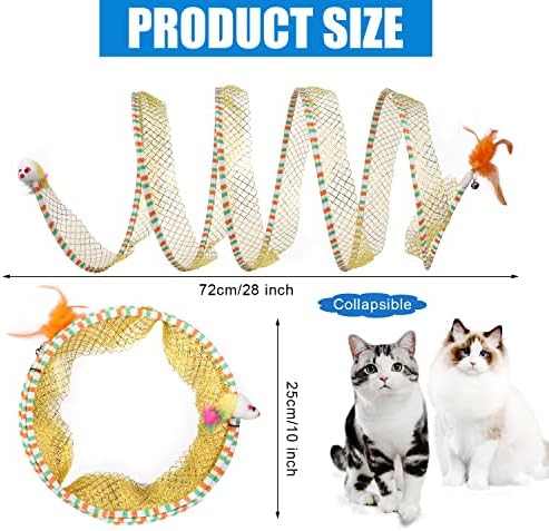 2pcs, Folded Cat Tunnel Spring, 10in Large Portable Cat Toy Spiral Tunnel - Image 2