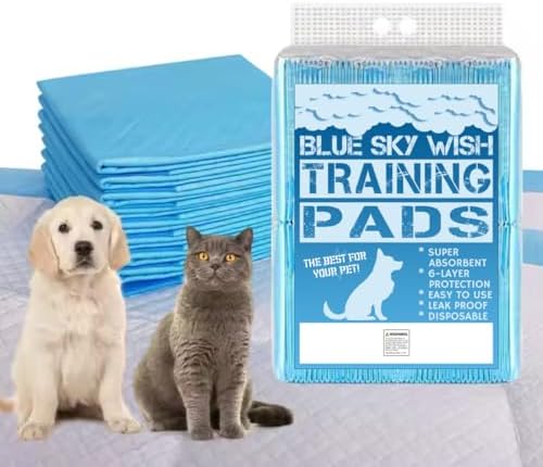 Pet Training Pads, 50 Count Size Medium 18" x 24" Puppy Pads, Absorbent Disposable Pee Pads for Dogs and Puppies (Medium 18x24 inch Pads) by Blue+Sky+Wish