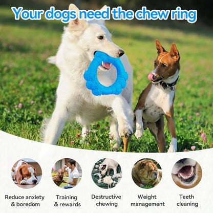 Indestructible Dog Chew Ring Toys for Aggressive Chewers, Super Chewer Toy for Medium Large Dogs, Puppy Teething Rings for Relax, Interactive Dogs Toy, Heavy Duty Dog Teething Toys - Image 5