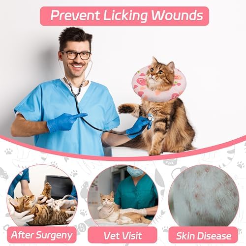 Seyezo Cat Cone Collar Soft, Adjustable Cat Recovery Cone, Pink Heart, S - Image 6