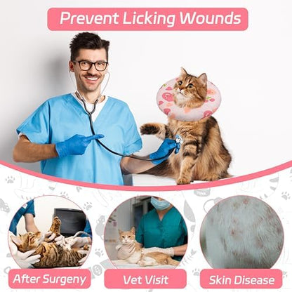 Seyezo Cat Cone Collar Soft, Adjustable Cat Recovery Cone, Pink Heart, S - Image 6
