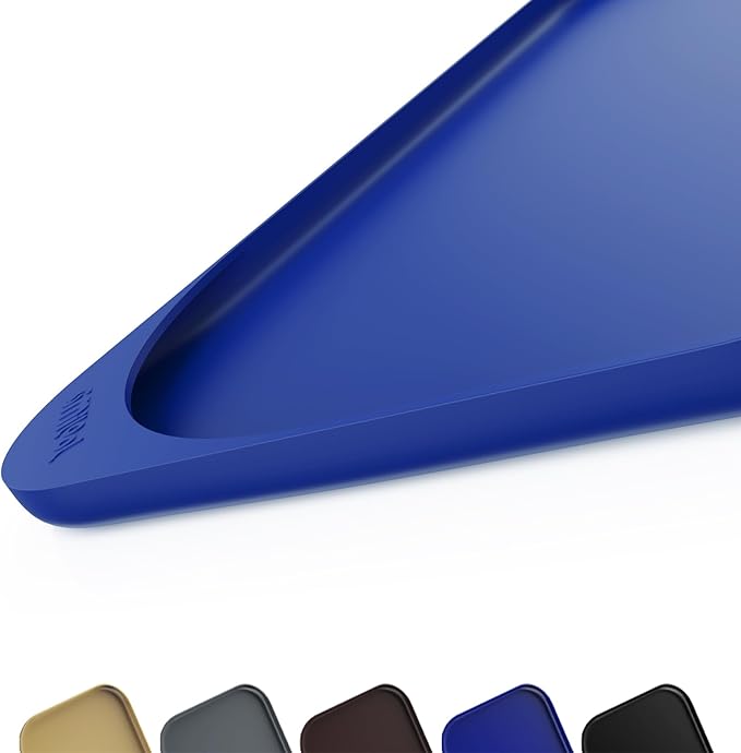 Silicone Pet Food Mat with Raised Edge for Food and Water Bowl, Dog Feeding Mats, Cat Food Trays for Floor Waterproof, Rubber Tray for Dogs and Cats, 19 x 12 x 0.7 Navy Blue