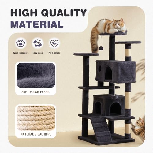 54 Inch Cat Tree Tower with Sisal Scratching Posts - Image 6