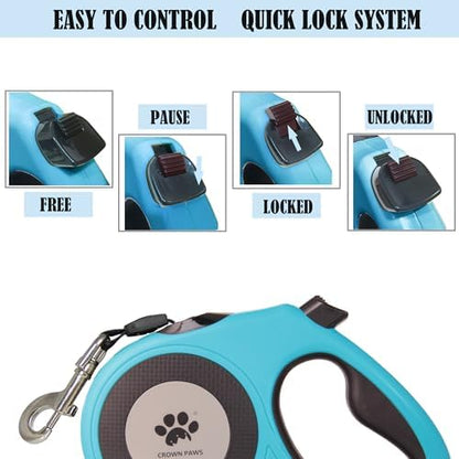 16 ft Retractable Dog Leash for Extra Large Dogs up to 130 lbs,Tangle-Free Nylon Tape,Blue Dan24 XL - Image 7