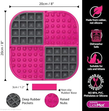 LickiMat Slomo, Cat Slow Feeder Lick Mat, Boredom Anxiety Reducer; Perfect for Food, Treats, Yogurt, or Peanut Butter. Fun Alternative to a Slow Feed Cat Bowl or Dish, Pink - Image 2