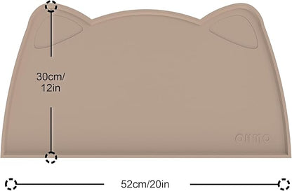 OHMO - Cat Food Mat, Silicone Pet Feeding Mat for Floor Non-Skid Waterproof Dog Water Bowl Tray, Easy to Clean Pet Placemat