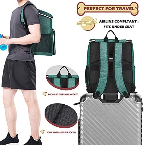 BAGLHER丨Dog Travel Bag Backpack, Airline Approved Pet Supplies Backpack, Dog Travel Bag with 2 Silicone Collapsible Bowls and 2 Food Baskets Green - Image 5