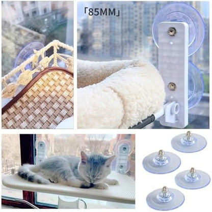 4 Pack Cat Window Perch Suction Cup Replacement with Screws 85mm Sturdy Strong Hanging Holder Suction Cups for Cat Window Perch Cordless Hammock Foldable Cats Bed Seat - Image 5