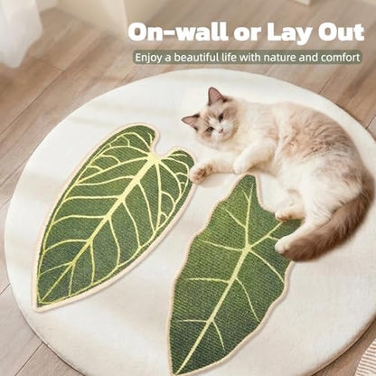 Premium Natural Sisal Botanical Leaf Cat Scratcher Mat, Extra Large Leaf-Shaped for Wall & Floor, Indoor Jungle Decor, Furniture Protector, Durable Cat Scratcher with Stylish Leaf Design (Velvet taro) - Image 7