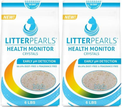 Litter Pearls Health Monitor Cat Litter, Unscented Micro Crystals (6 LB Bag) – Color Changing pH Indicator for Feline Health Tracking, 30-Day Odor Control, Dust Free and 60% Lighter (Pack of 2) by LitterPearlsCatLitter