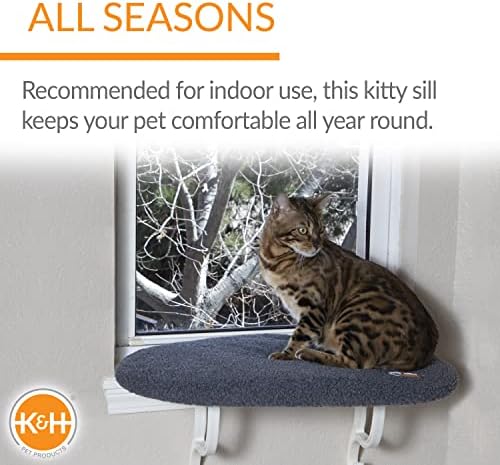 K&H Cat Window Perch, Unheated Kitty Sill, 24x14in, Gray Fleece - Image 4
