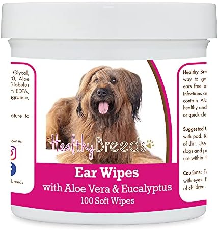 Healthy Breeds Briard Ear Cleaning Wipes with Aloe & Eucalyptus for Dogs 100 Count by HealthyBreeds