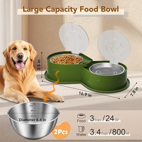 Newget 304 Stainless Steel Dog Bowl Set with Lids, 24oz Foldable Pet Dishes - Image 2