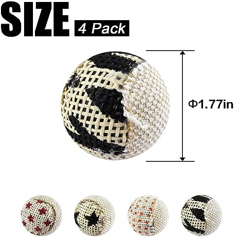 TTcat Canvas Burlap Cat Toy Balls, 4 Pack Natural Woven Linen Cat Play Balls, Durable Textured Kitten Chew Chase Toys, Lightweight Interactive Cat Ball Toys for Indoor Kittens & Cats. - Image 2