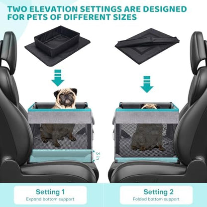 GENORTH Dog Car Seats for Small Dogs, Pet Booster Seat Under 20 lbs, Puppy Car Seat with Folded Metal Frame and Raised Cushion, Enhanced Version - Image 2