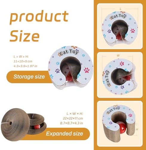 2PCS Kitty Curls Cat Toys Foldable Accordion Honeycomb Cat Scratching Board Toy with Ball - for Indoor Cats & Kittens, Twisty Paws cat Toy(2pcs) - Image 3