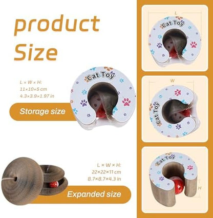 2PCS Kitty Curls Cat Toys Foldable Accordion Honeycomb Cat Scratching Board Toy with Ball - for Indoor Cats & Kittens, Twisty Paws cat Toy(2pcs) - Image 3