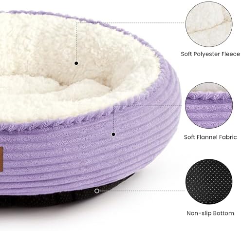 Love's cabin Round Donut Cat and Dog Cushion Bed, 30in Pet Bed for Medium or Large Dogs, Anti-Slip & Water-Resistant Bottom, Soft Durable Fabric Pet Beds, Washable Calming Cat Bed, Violet - Image 2