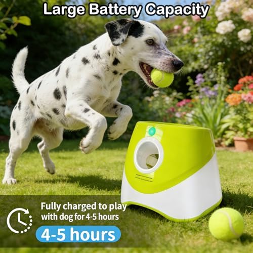 OYE Dog Ball Launcher, Automatic Balls Thrower with 6 Balls for Dog, 2 Tennis Balls Throwing Machine with 10-30 ft Throw Distance, Interactive Pet Toys for Small and Medium Dogs (Green) - Image 3