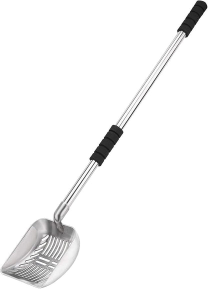 Yangbaga Metal Cat Litter Scoop with Deep Shovel&Long Handle,Detachable Stainless Steel Non-Stick Sifter with Foam Padded Grip, No Bending Back Heavy Duty Cat Litter Scooper
