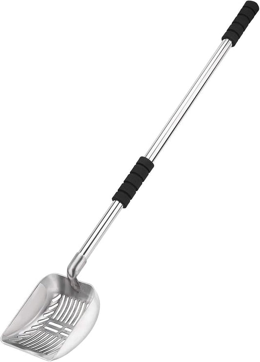 Yangbaga Metal Cat Litter Scoop with Deep Shovel&Long Handle,Detachable Stainless Steel Non-Stick Sifter with Foam Padded Grip, No Bending Back Heavy Duty Cat Litter Scooper