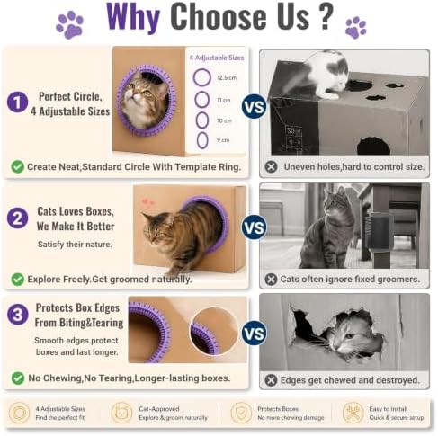 Cat Self Groomer Arch for Cardboard Boxes (Lavender | Start Kit) - Image 2