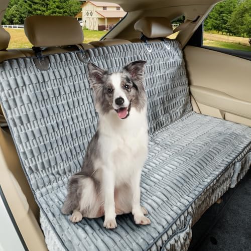 Dog Car Seat Cover, Soft Plush Waterproof Back Seat Protector,Grey by YOVEEKLE