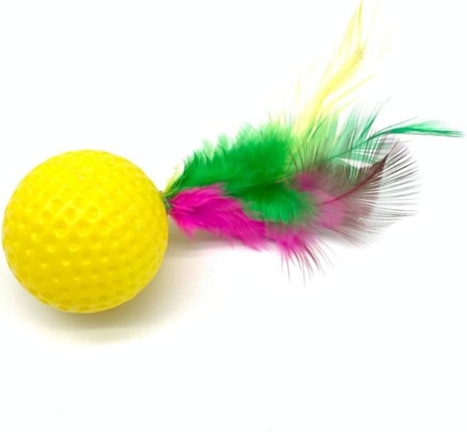 POPETPOP Cat Teasing Toy Badminton Voice 24pcs Cat Interactive Toys Bells Random Color