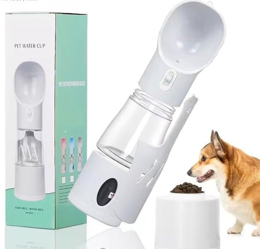 4-in-1 Dog Water Bottle for Walking & Travel – Leakproof Portable Pet Water Dispenser with Bowl, Poop Bag Holder & Shovel | Reusable, Easy One-Hand Use for Dogs & Cats, Hiking and Outdoor Adventures
