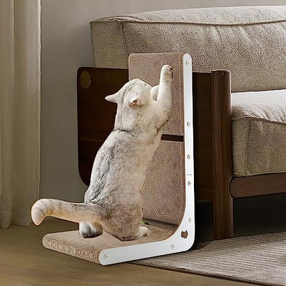 SMARTBEAN Cardboard Cat Scratcher, Vertical Cat Scratching Board, 23.6 Inch L-Shape Cat Scratch Pads with Built-in Catnip Toy Balls, Wall-Mount Cat Scratchers for Indoor Cats - Image 6