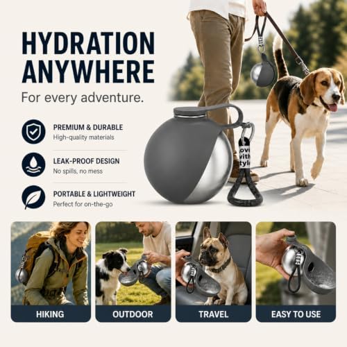 Portable Dog Water Bottle Bowl, 10oz Stainless Steel Puppy Water Dispenser - Image 5