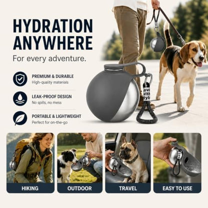 Portable Dog Water Bottle Bowl, 10oz Stainless Steel Puppy Water Dispenser - Image 5