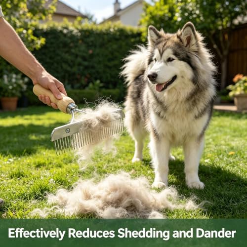 Grooming Rake Brush, Shedding Tool for Medium & Large Dog Undercoat - Image 4