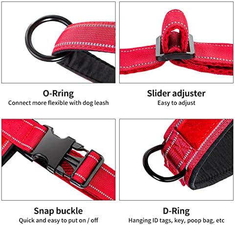 Annchwool No Pull Dog Harness with Padded Handle+5 Ft Leash,Reflective Strip Escape Proof and Quick Fit to Adjust Dog Harness,Easy for Training Walking for Small & Medium and Large Dog(Red-Set,M) - Image 3
