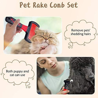 Patelai 4 Pcs Dog Dematting Comb, Red and Black Classic Grooming Set - Image 3