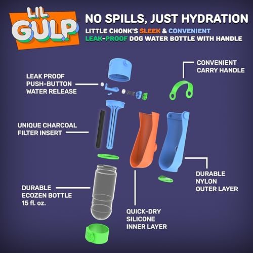 Lil Gulp Dog Water Bottle 15 Fl oz Portable Travel Bottle (Power Punch) - Image 3