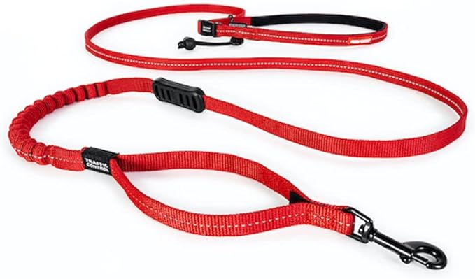 EzyDog Road Runner LITE Hands Free Dog Leash for 26lbs or Less – Waist Leash for Dog Walking, Jogging and Running with Zero Shock Bungee, Reflective Stitching, and Adjustable Waist (Lite, Red)