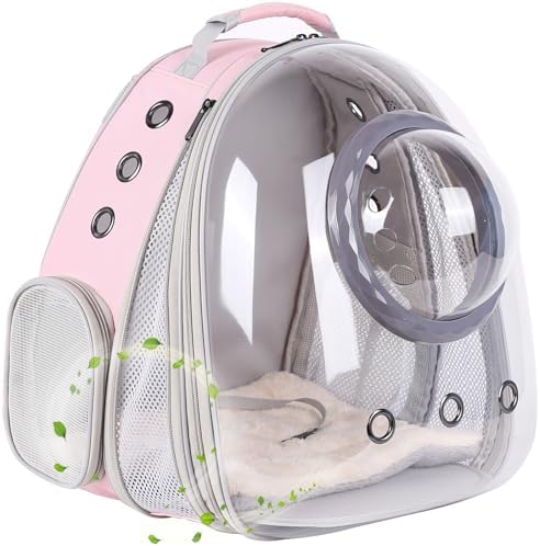 Cat Backpack Carrier, Space Capsule Astronaut Clear Bubble Front Extension to Carry Transport Cat Small Puppy Bunny, 20 Pounds Cat Bookbag by halinfer