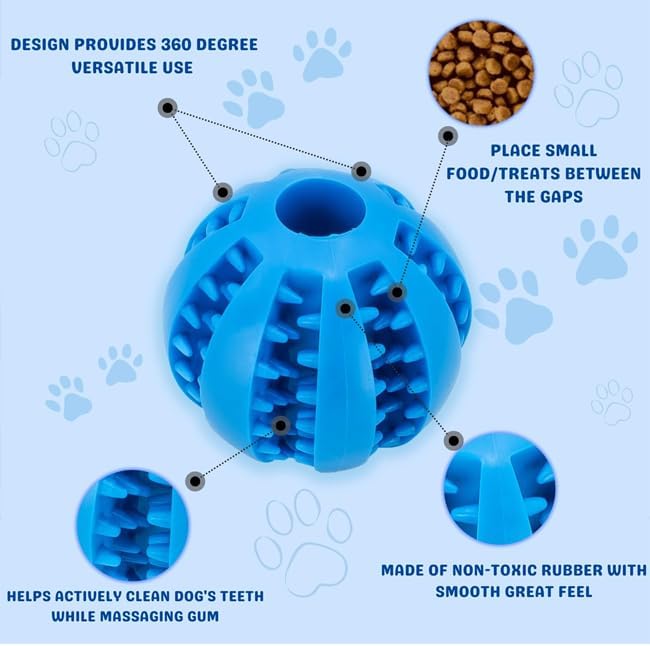 4 Pcs Non-Toxic Rubber Dog Toy Ball, 2.75 inch Durable & Tough Rubber Dog Treat Dispensing Puzzle Ball Chew Toy & IQ Training Toy for Small & Medium Sized Dogs (Red, Orange, Blue, Pink)