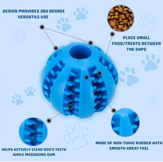 4 Pcs Non-Toxic Rubber Dog Toy Ball, 2.75 inch Durable & Tough Rubber Dog Treat Dispensing Puzzle Ball Chew Toy & IQ Training Toy for Small & Medium Sized Dogs (Red, Orange, Blue, Pink)