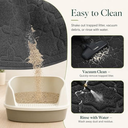 Yimobra Cat Litter Mat, Waterproof Litter Trapping Mat, 47x36, Black - Image 5