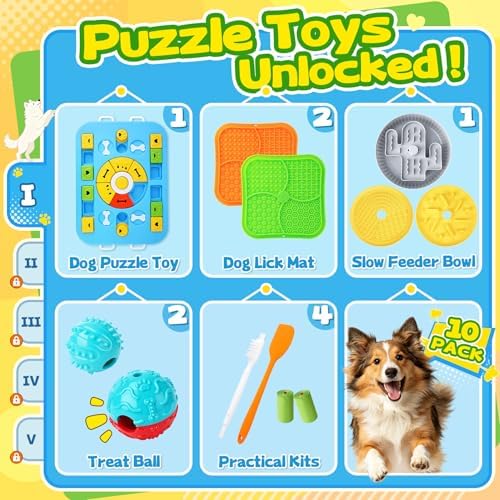 Forfon Upgraded Dog Enrichment Toy Set with Slow Feeder Bowl & Puzzle Toy - Image 2