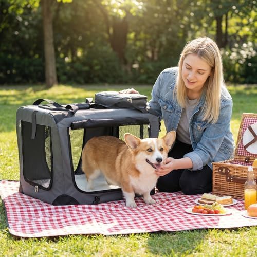 Giantex Collapsible Soft Dog Crate, 24 Inch Portable Travel Dog Kennel - Image 2