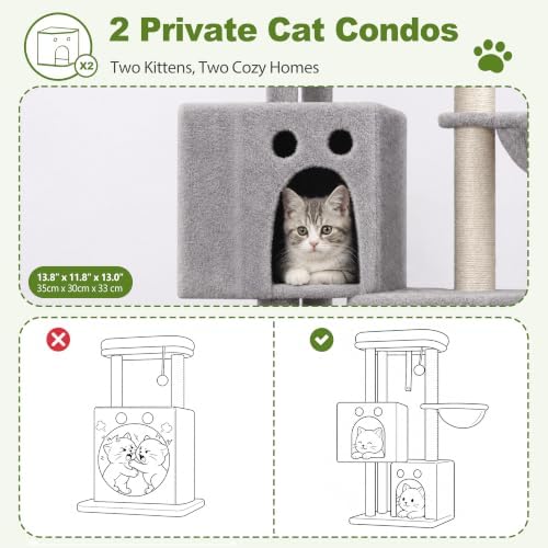 Small Cat Tree Tower for Indoor Cats, 40 in Multi-Level Cat Scratching Post - Image 3